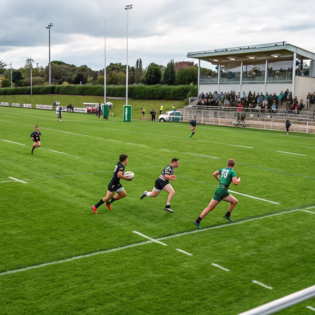 Rugby field with players