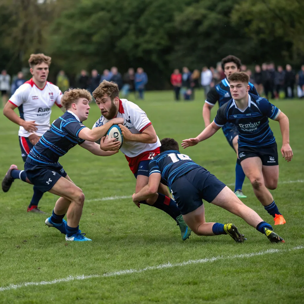 Rugby team in action